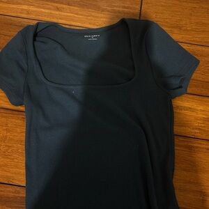 Old Navy Women's Dark Navy Square-Neck Ribbed Short Sleeve Tee